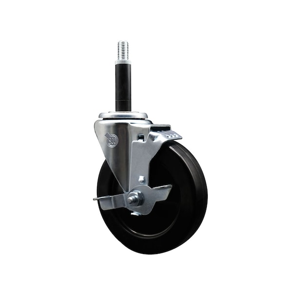 5'' SS Hard Rubber Swivel 3/4'' Expanding Stem Caster with Brake